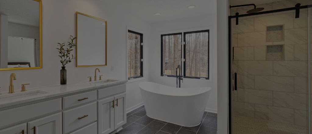 Modern bathroom with elegant fixtures, neutral tones, and minimalist design elements reflecting 2025 bathroom design trends and ideas.